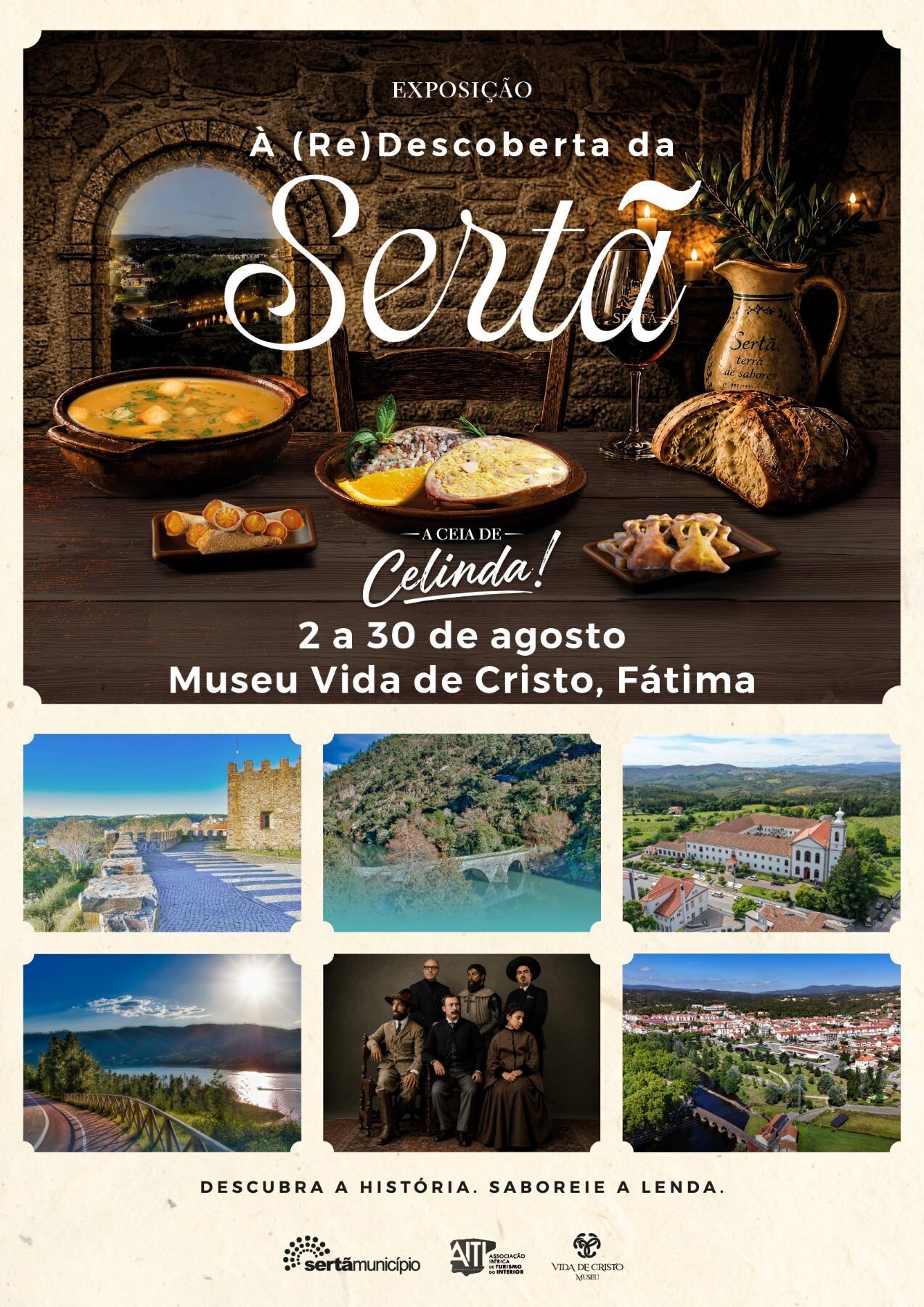 Cartaz relativo à presença da Sertã no Museu Vida de Cristo, em Fátima, durante o mês de agosto de 2026